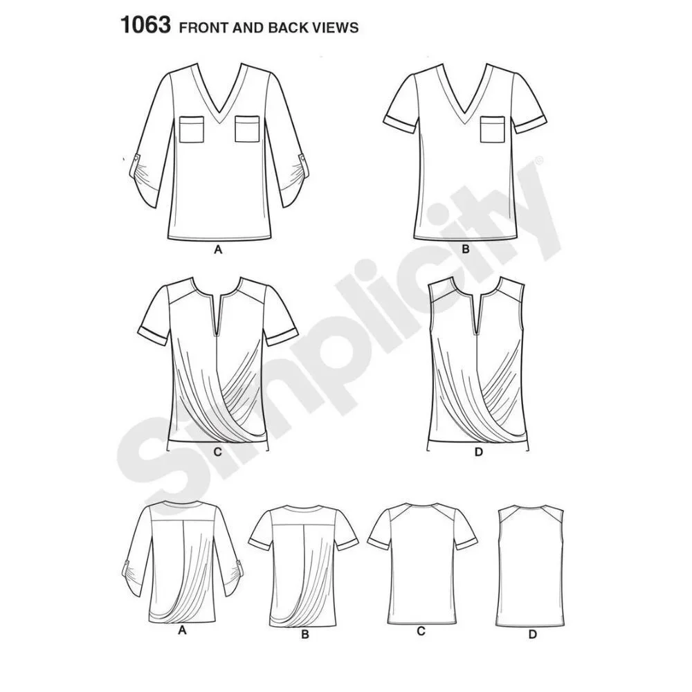 Simplicity Sewing Pattern 1063 0284 Misses Top‎ Knits Size 16-24